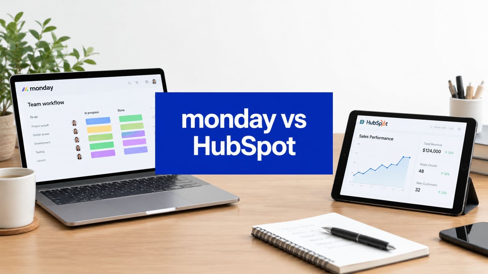 Monday CRM vs HubSpot for a 10 to 50 Person Team